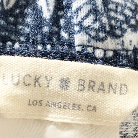 Lucky Brand Pajama Shorts Blue Floral Pattern Drawstring Elastic Waist Mid Rise - Picture 7 of 8